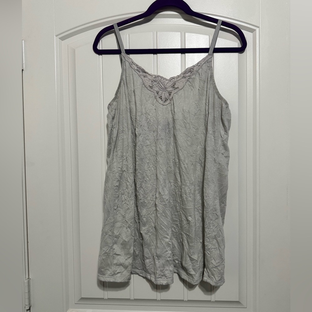 Lane Bryant Soft Gray Lace Tank Top